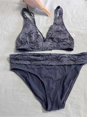 Skye Women’s Bikini Two Piece Blue Palm Print Medium